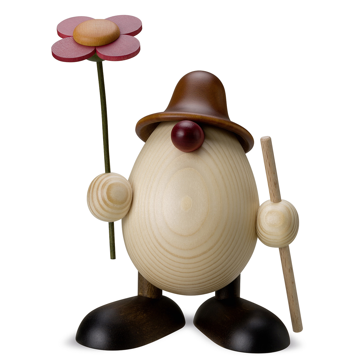 Egghead Rudi with flower and stick, brown