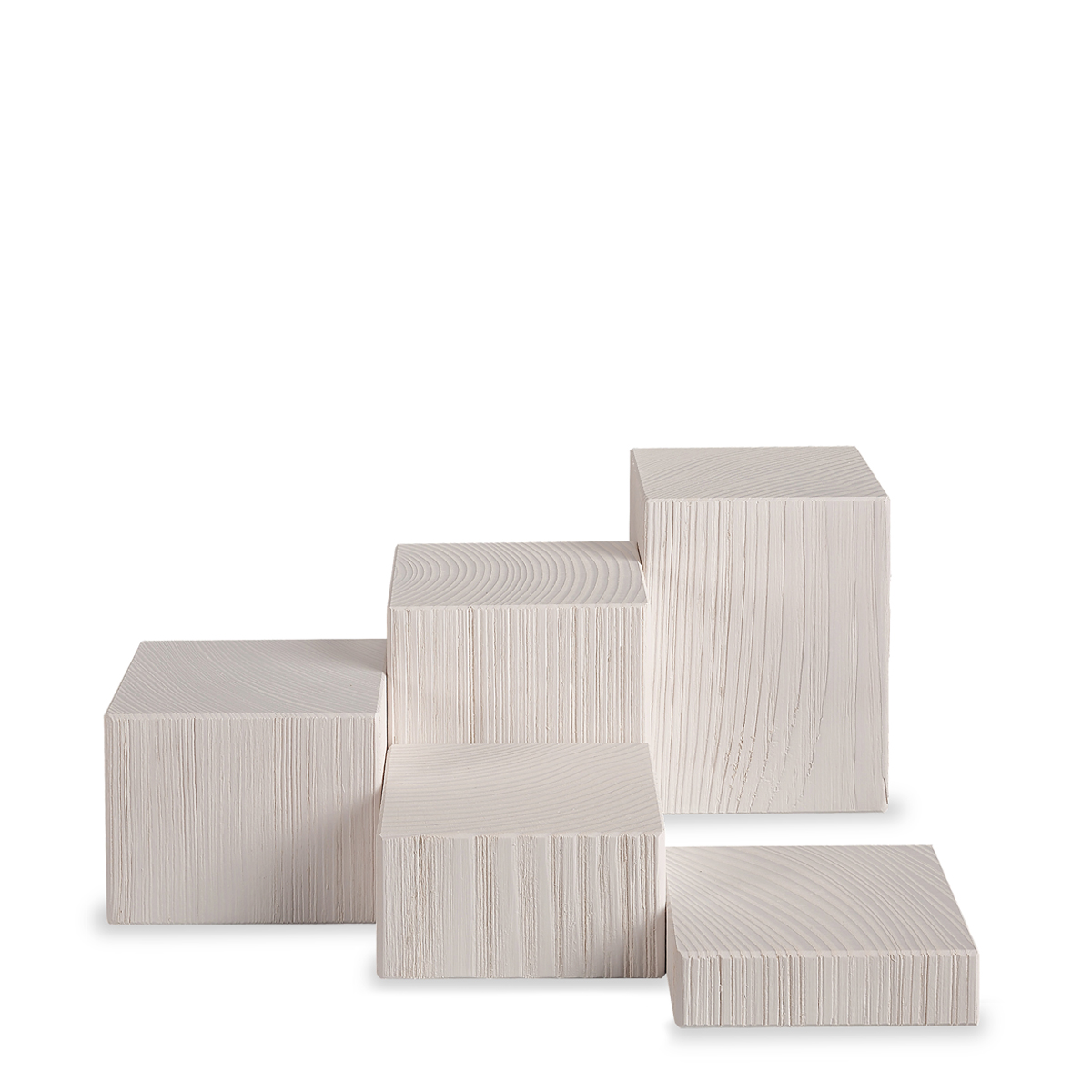 bk11001w Deko-Set, Klötze weiß, sägerau, 5-teilig