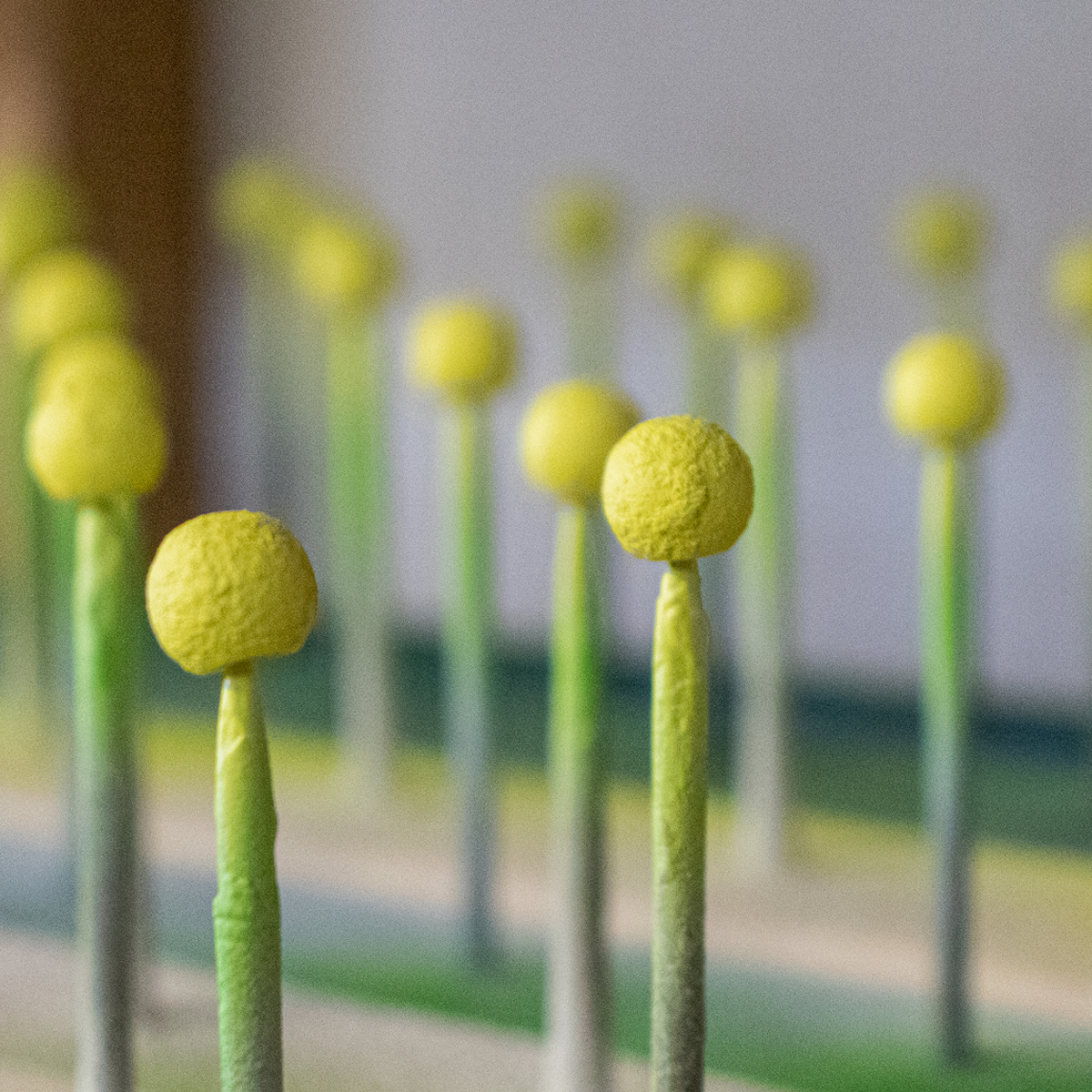 ... wofür jede Kugel einzeln farbig lackiert wird.