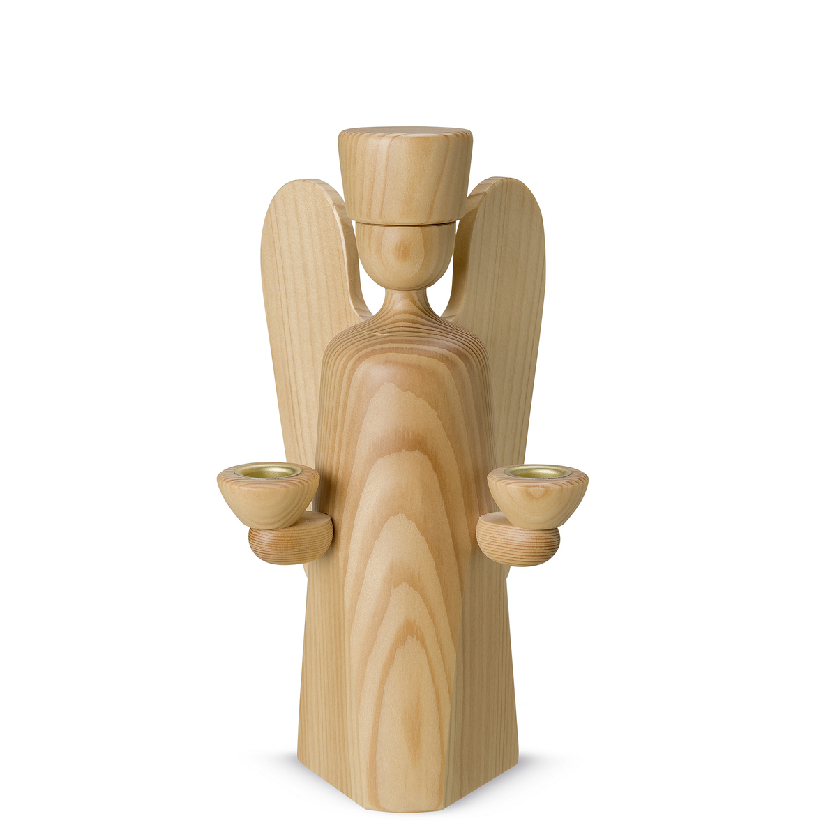 Angel candle holder, medium, natural wood