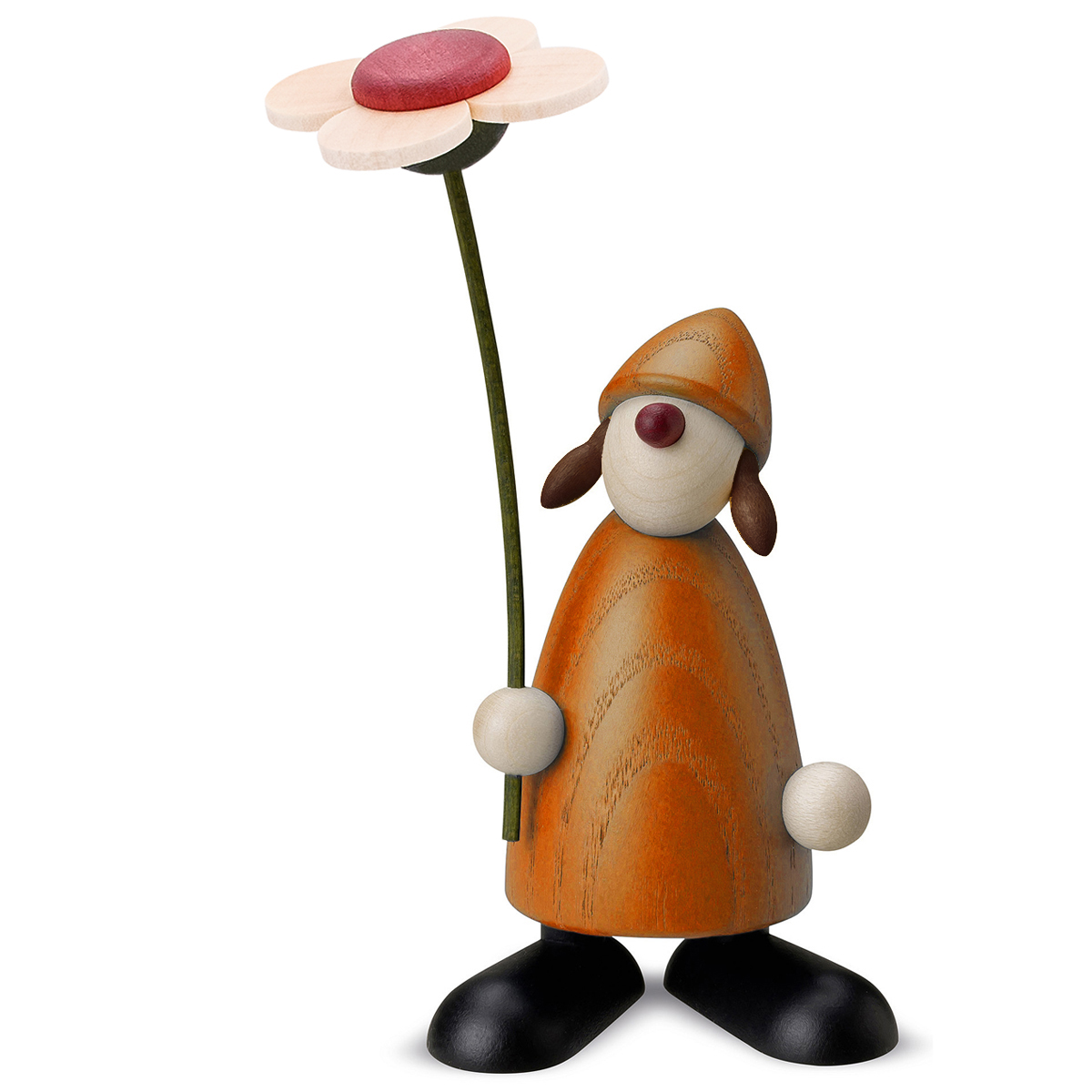 Gratulantin Susi mit Blume, stehend, gelb Gratulantin Susi mit Blume, stehend, gelb