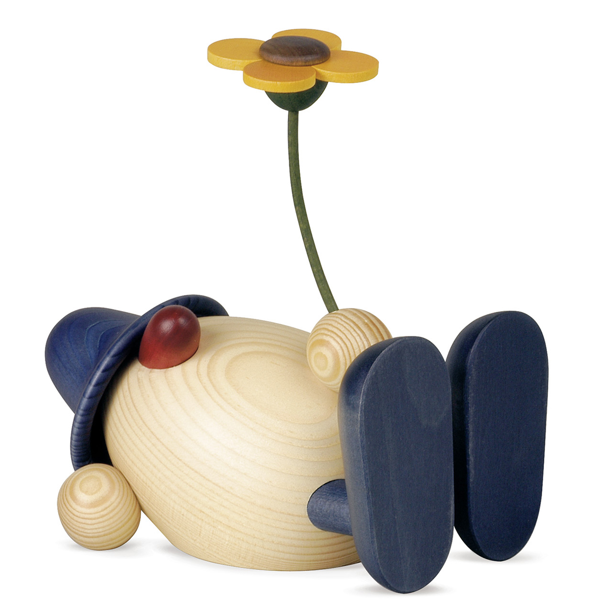 Egghead Father Oskar lying, with flower, blue