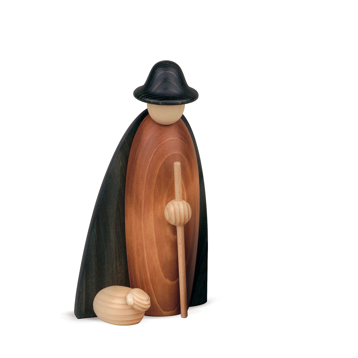 371_lb Schäfer mit Schaf im Mantel, groß, farbig