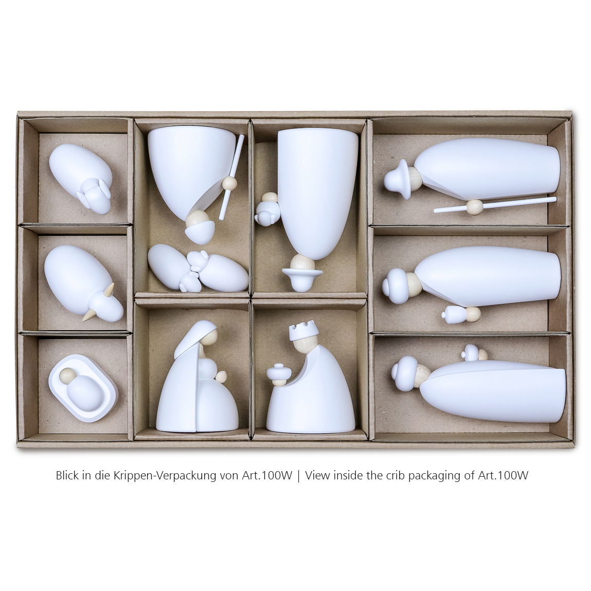 Crib figures, 12-piece set, small, white with LED Candle Arch