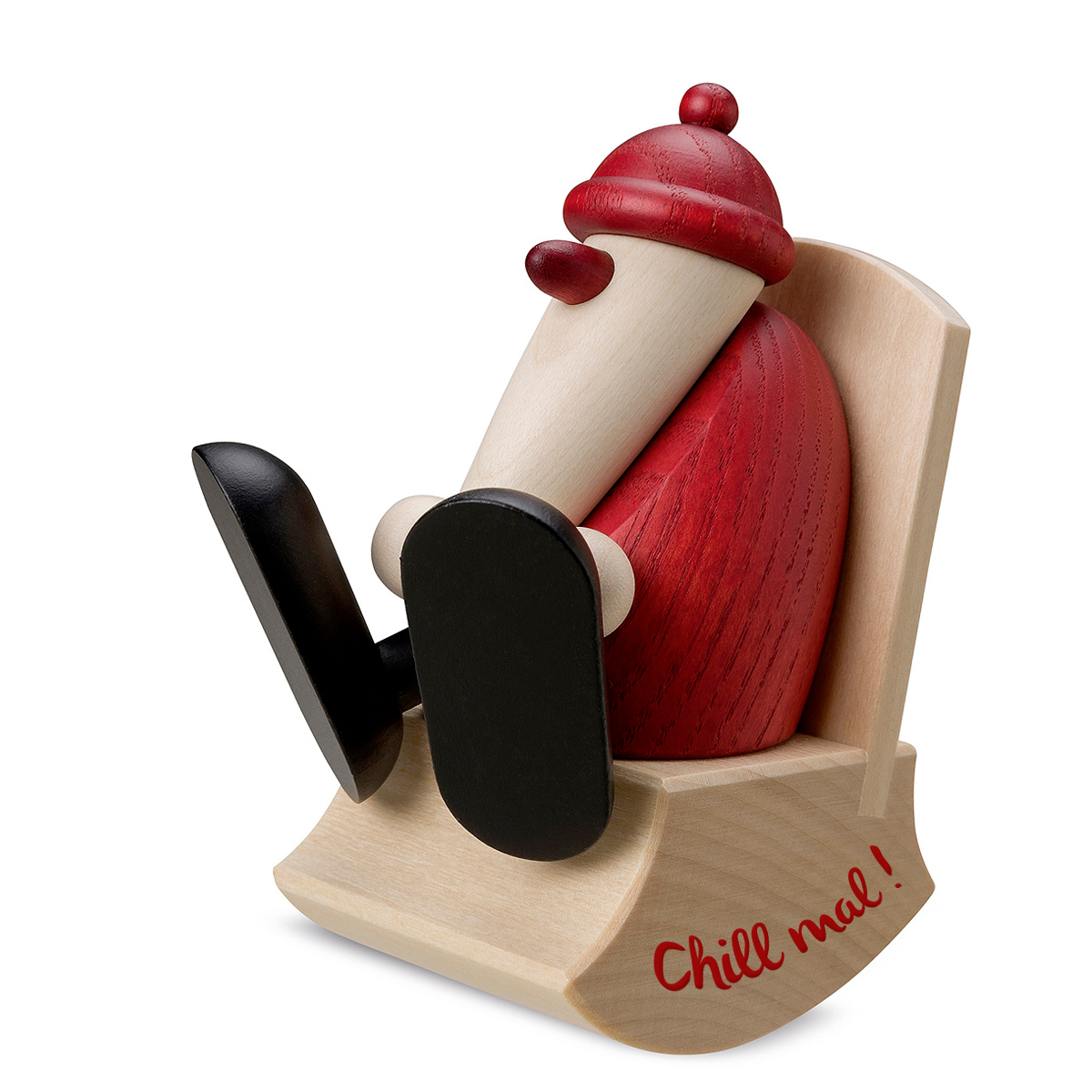 Weihnachtsmann im Schaukelstuhl, klein „Chill mal!“