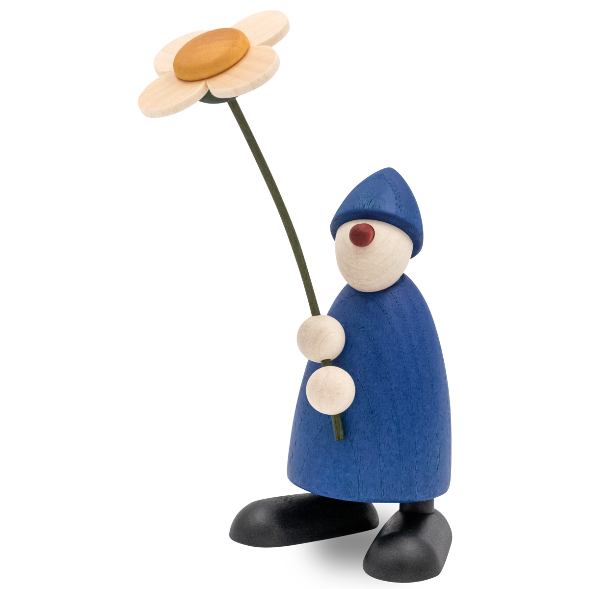 Gratulant Phillip mit Blume, stehend, blau Gratulant Phillip mit Blume, stehend, blau