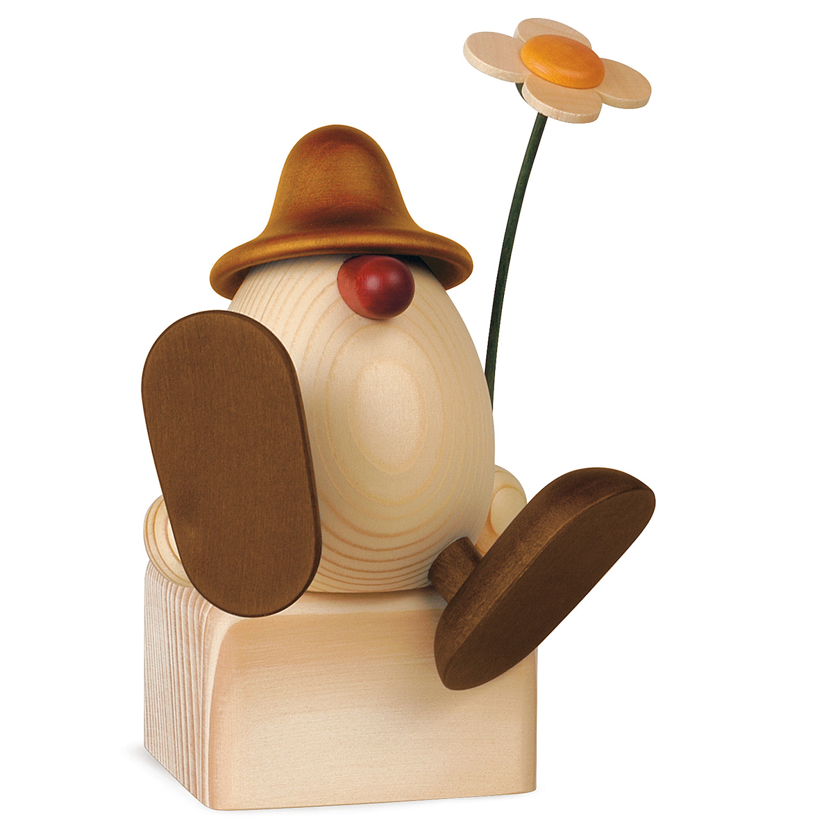 Egghead Alfons sitting/dancing, with flower, brown