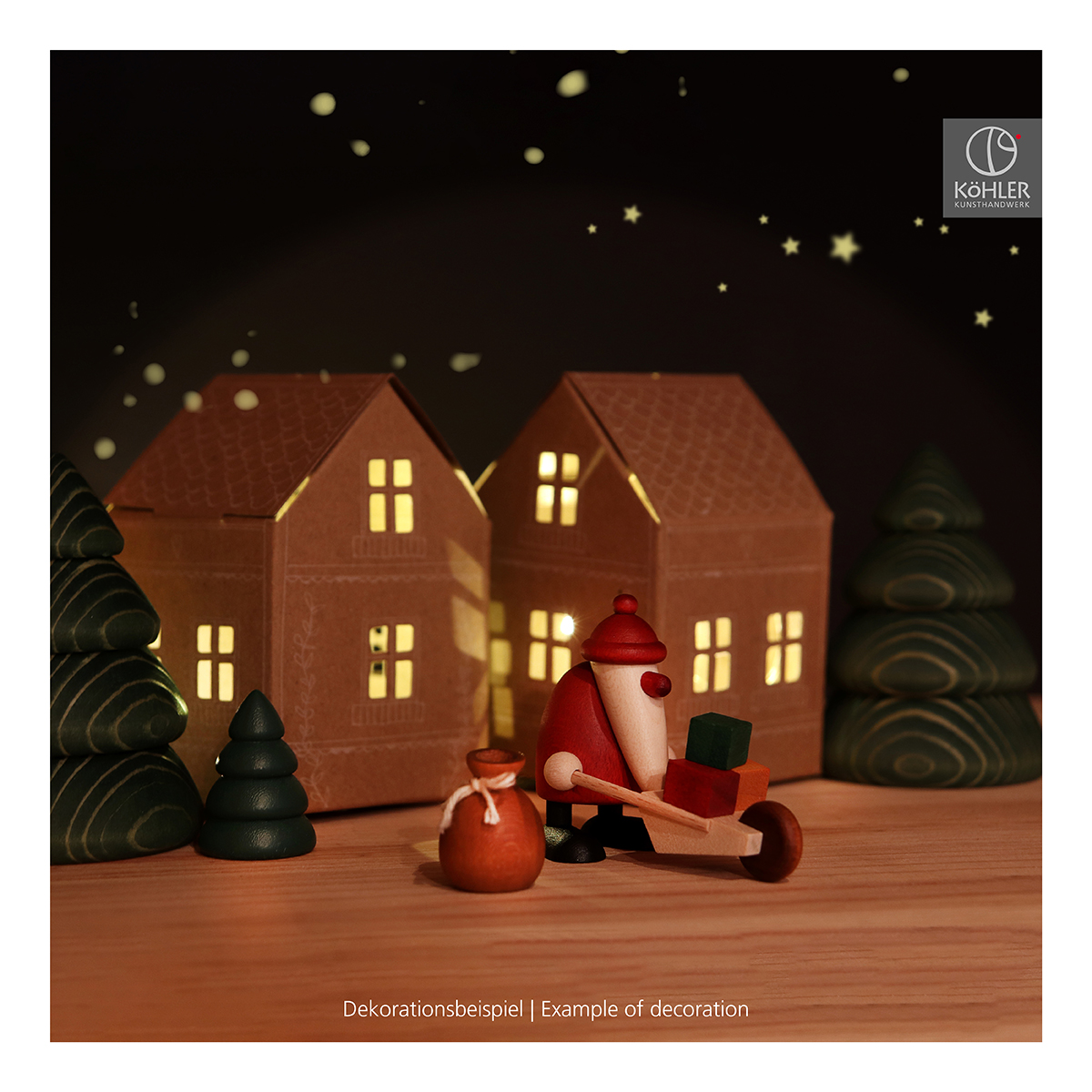 Miniaturset 3 | Weihnachtsmann mit Schubkarre und Sack