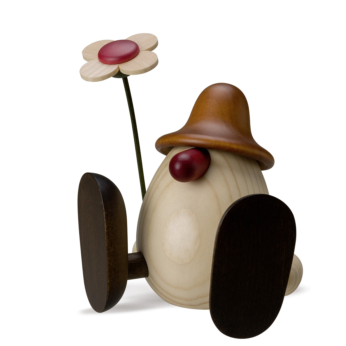 Egghead Erwin sitting, with flower, brown