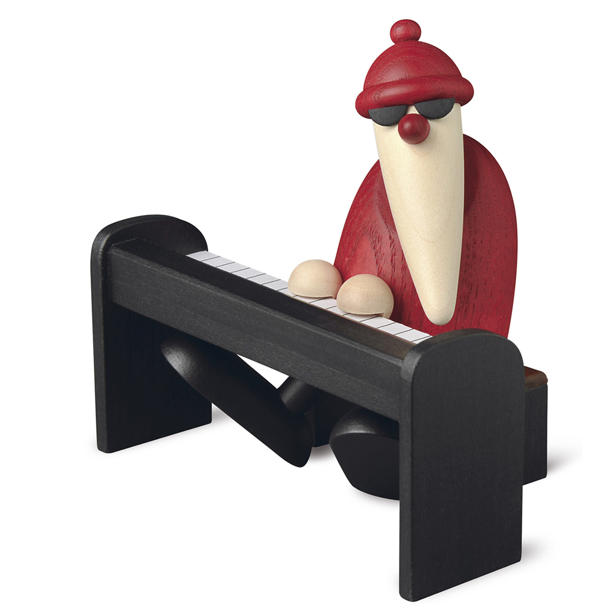 Santa Claus playing a black piano