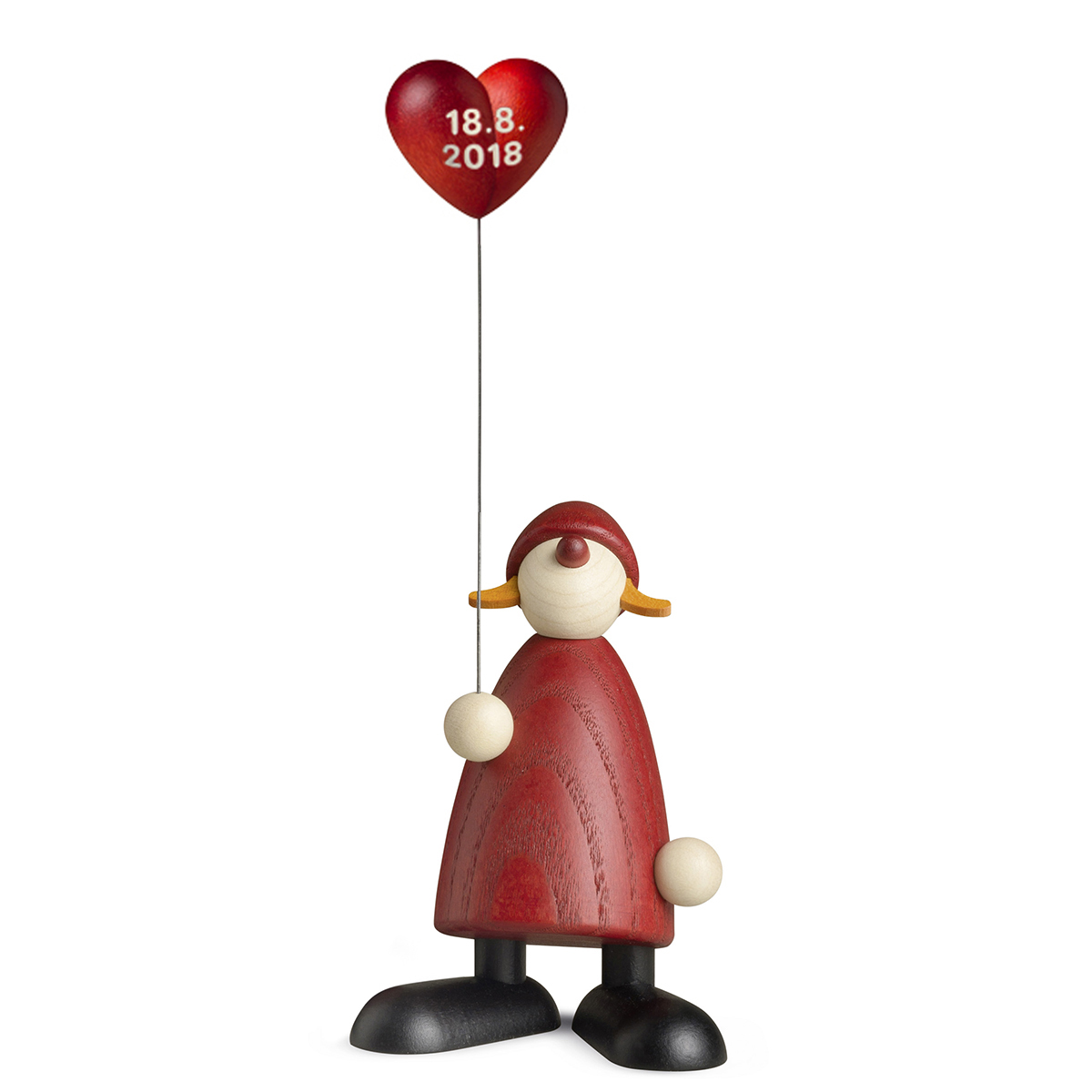 Weihnachtsfrau mit Herzballon, klein, personalisiert