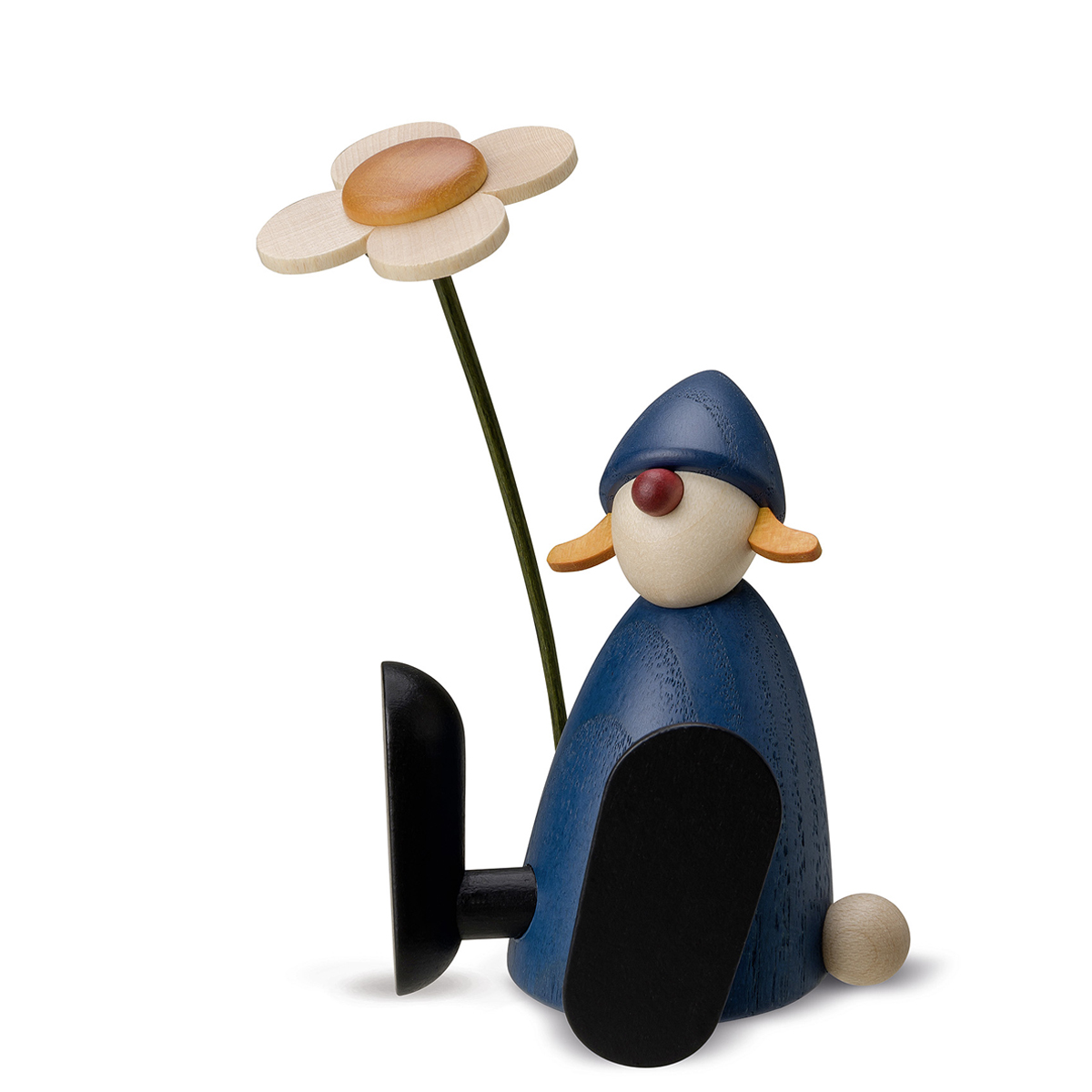 510B_blau_lb Well-Wisher Lotta sitting, with flower, blue