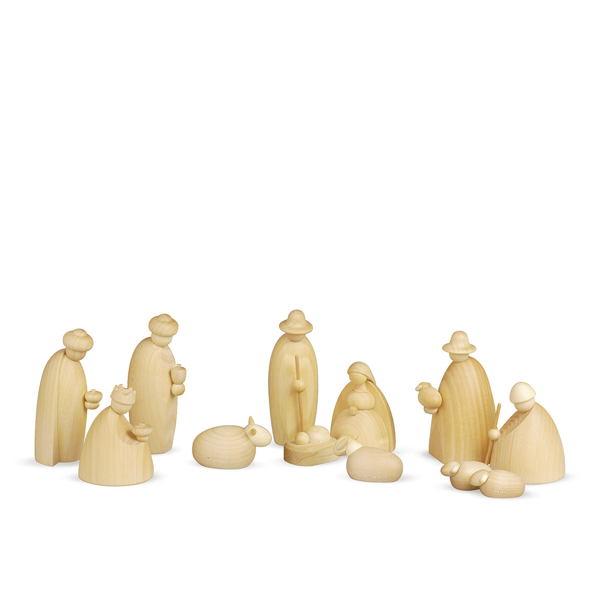 100N_lb Krippenfiguren, 12-teilig, klein, natur