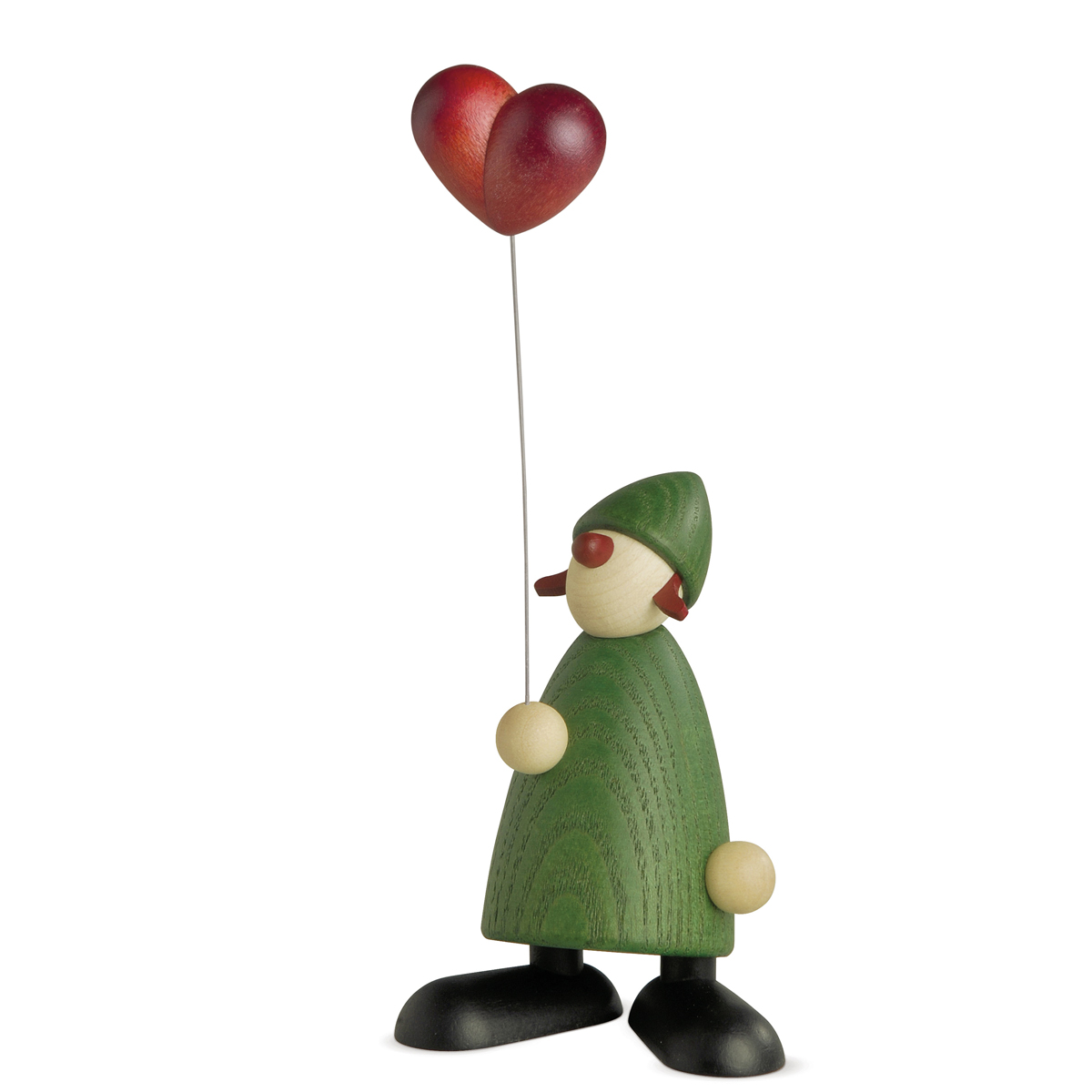 Well-Wisher Milena holding a heart, small, green Well-Wisher Milena holding a heart, small, green