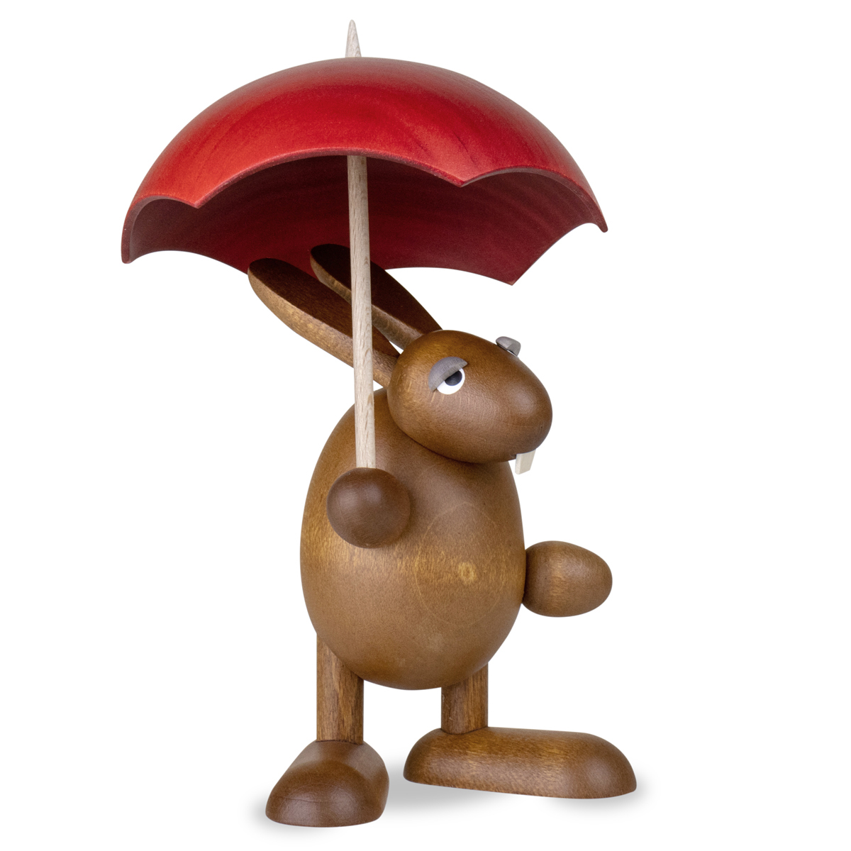 Easter Bunny holding an umbrella in red