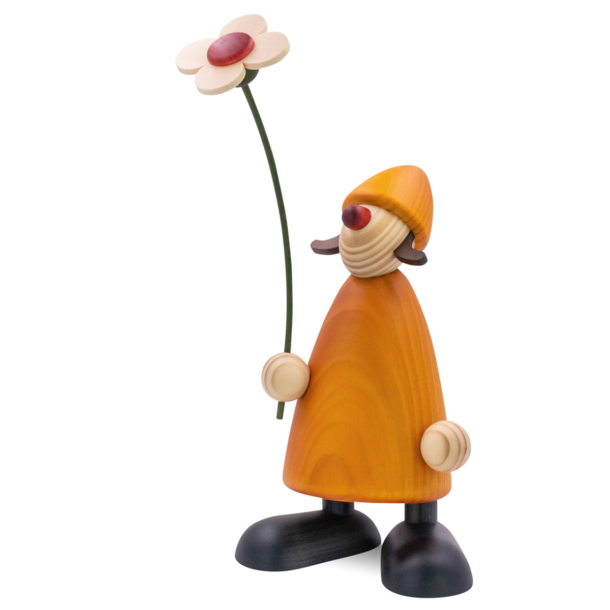 5521Bgelb_bk Gratulantin Susi stehend mit Blume, groß, gelb