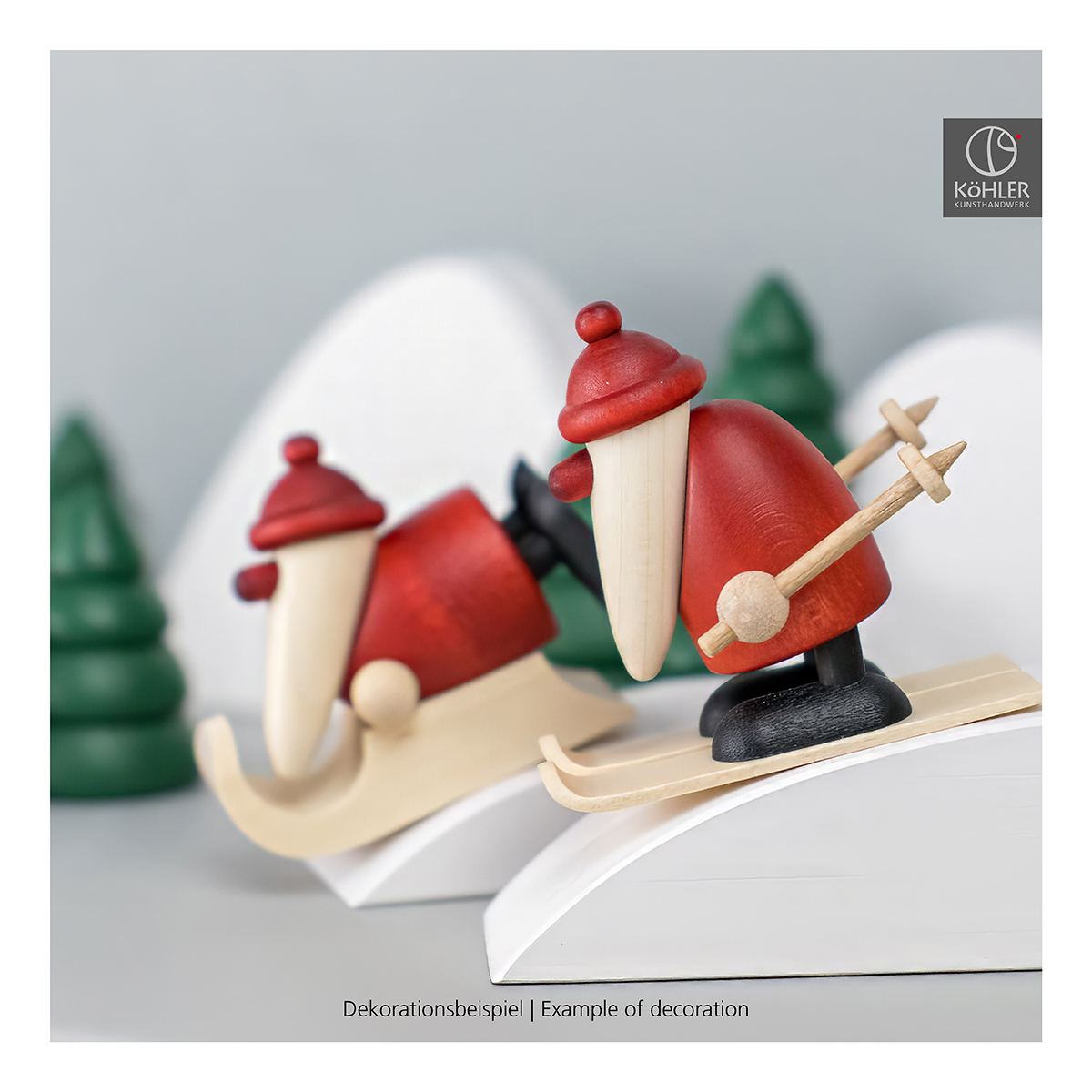 Set 8 | Santa Claus on ski with hill