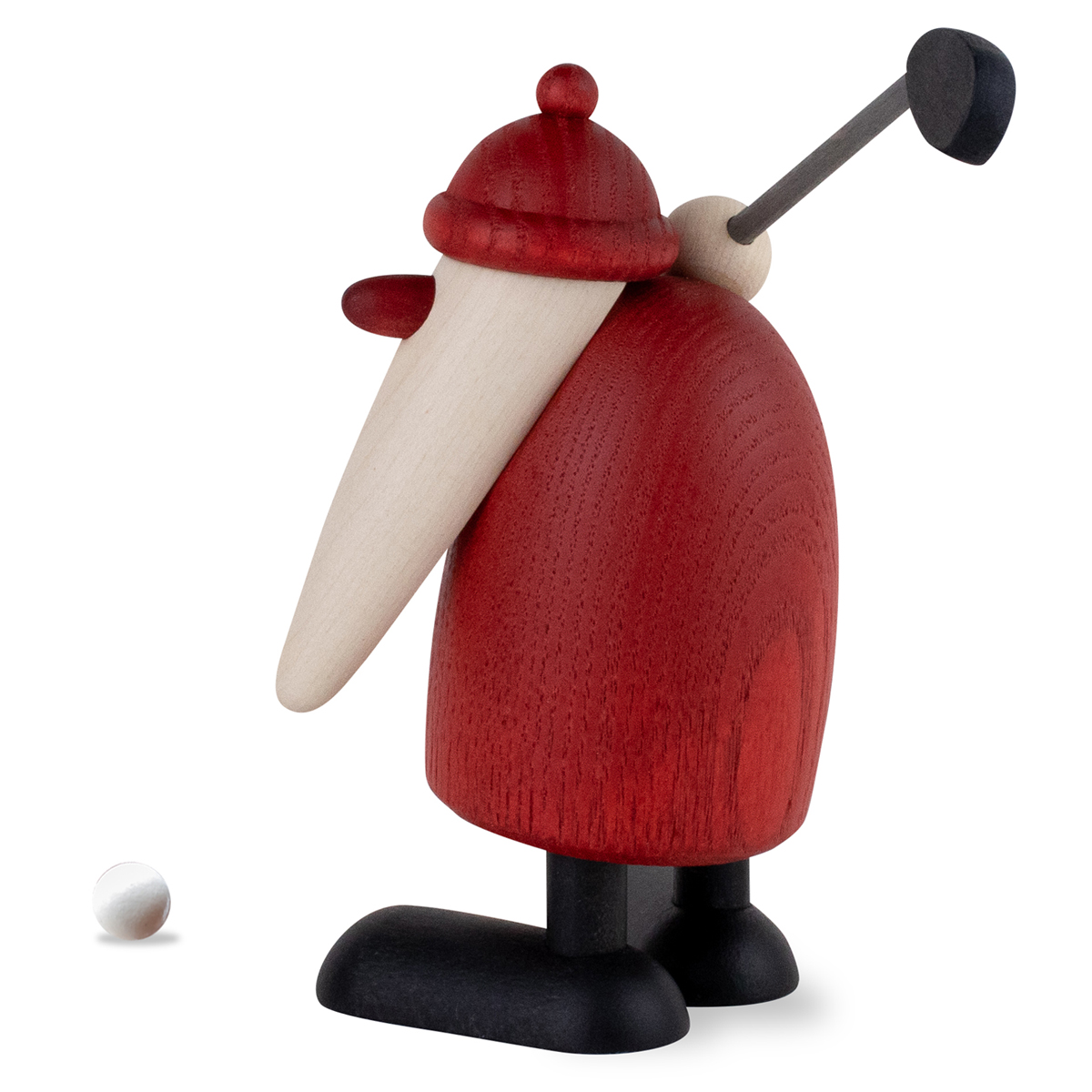 Santa Claus with golf club holding up, small