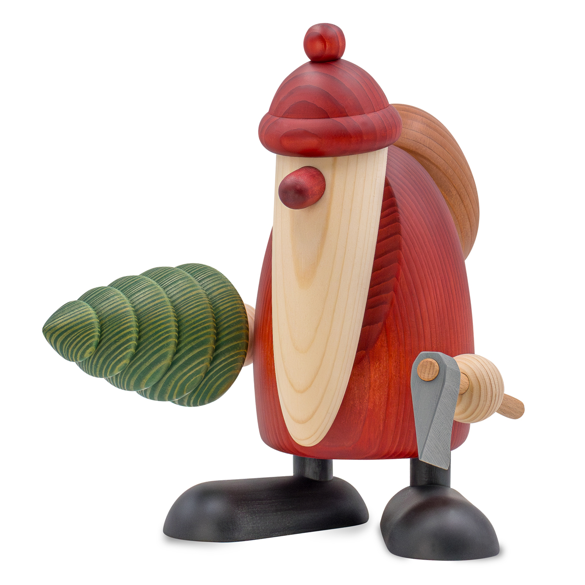 Santa Claus carrying an axe and a Christmas tree, large