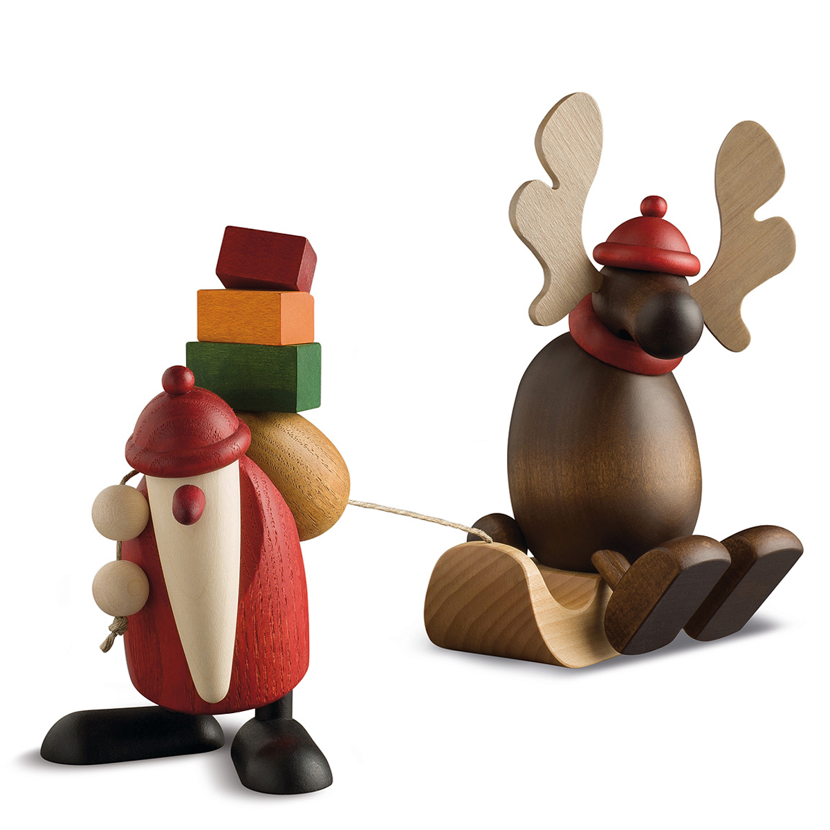 6150_lb Weihnachtsmann mit Faultier (Elch auf Schlitten)