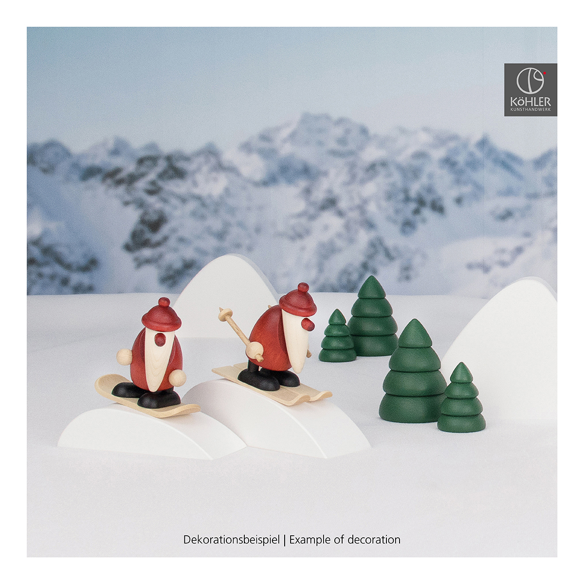 Set 8 | Santa Claus on ski with hill