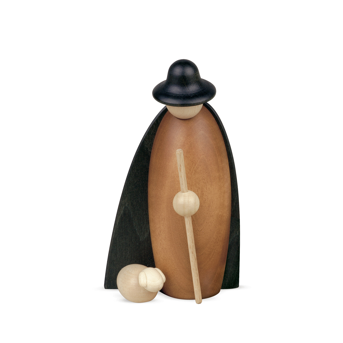 171_lb Schäfer mit Schaf im Mantel, klein, farbig