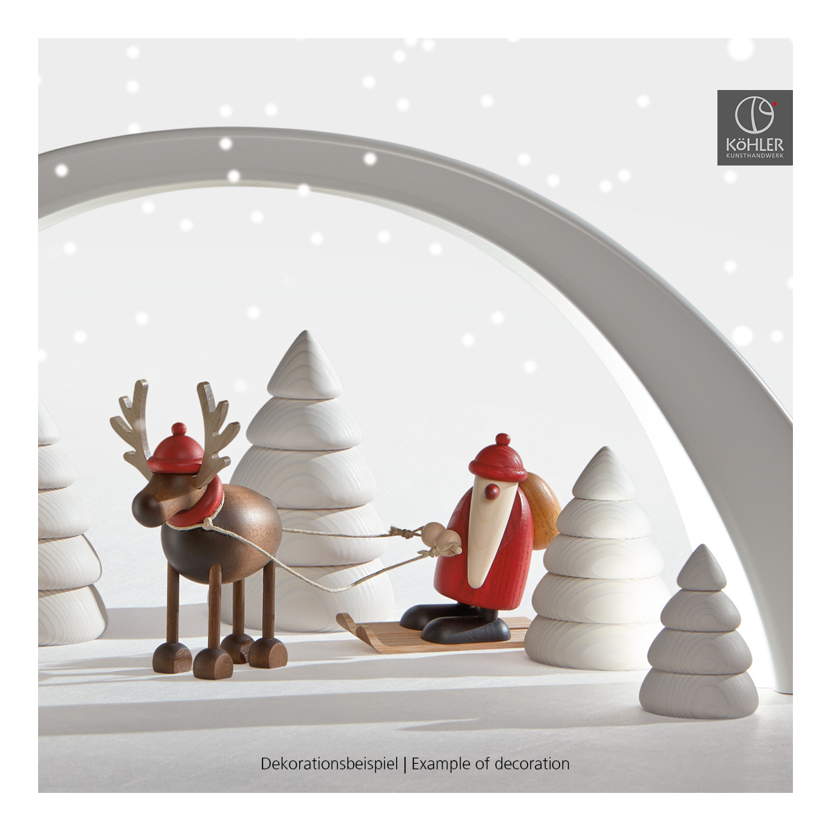Rentier Rudolf mit Weihnachtsmann auf Ski, klein