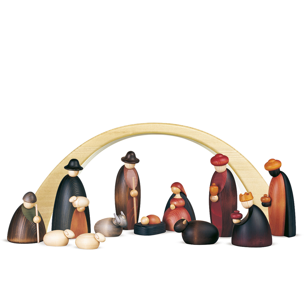 Set of 12 crib figures with LED Candle Arch, large