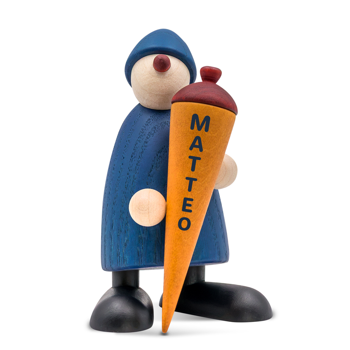 Well-Wisher Caspar with sweet cornet, blue, personalized