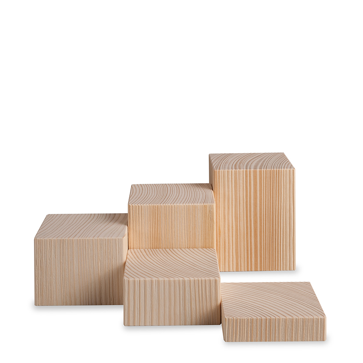 bk11001n Deko-Set, Klötze natur, sägerau, 5-teilig
