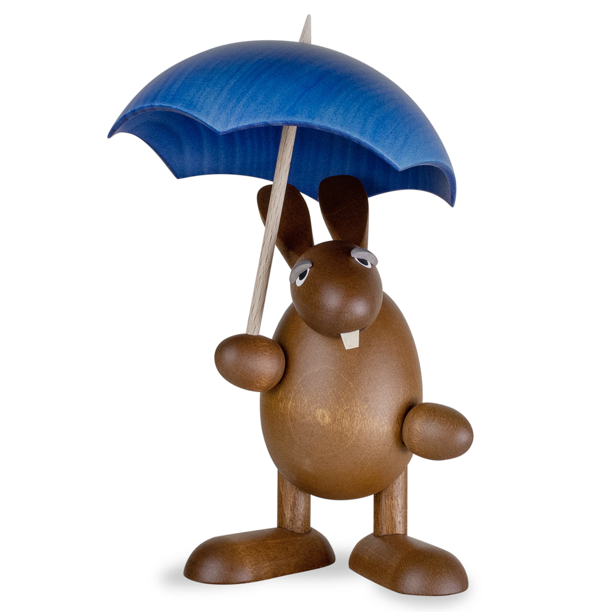 26150blau_von_vorn Osterhase mit blauem Schirm
