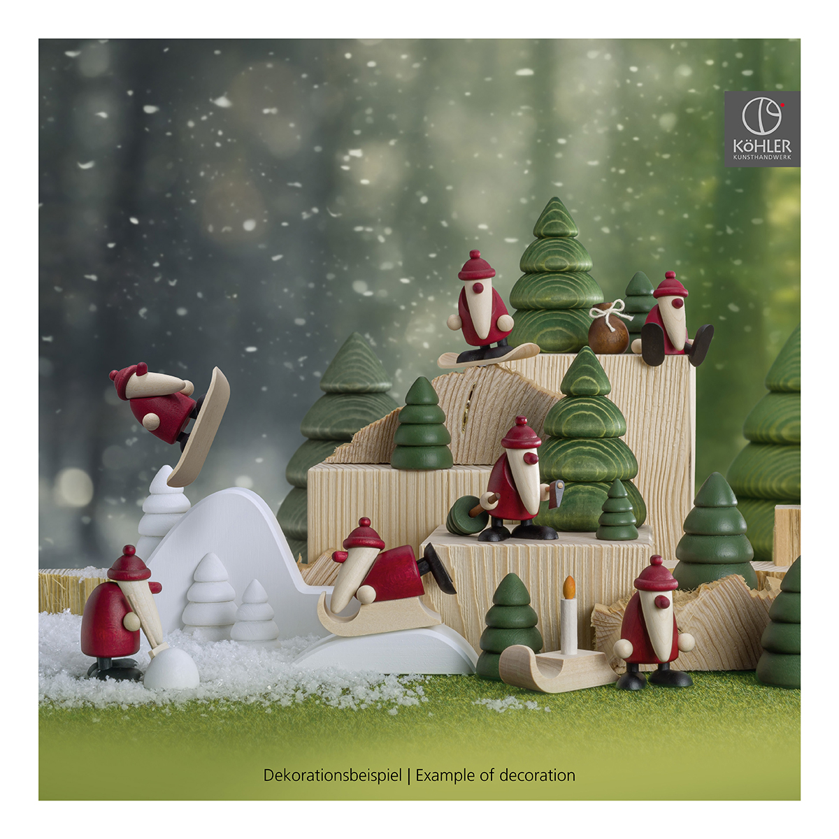 Set 2 | Santa Claus with a sledge and a tree