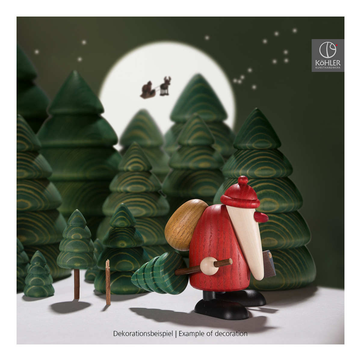 Santa Claus, pulling a Christmas tree