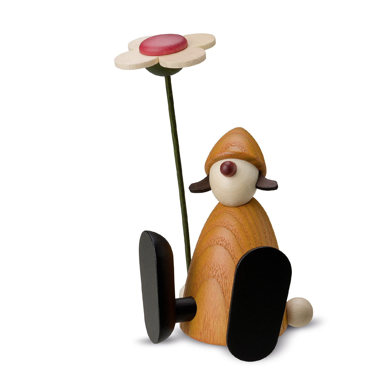 510B_gelb_lb Gratulantin Lotta mit Blume, sitzend, gelb