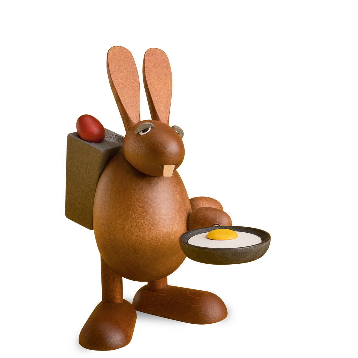 Easter bunny with frying pan and fried egg