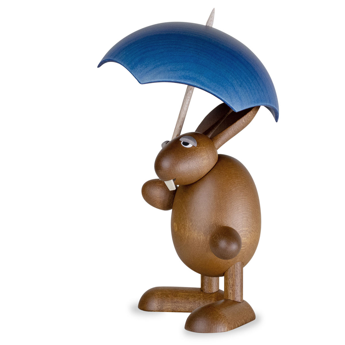 Easter Bunny holding an umbrella in blue