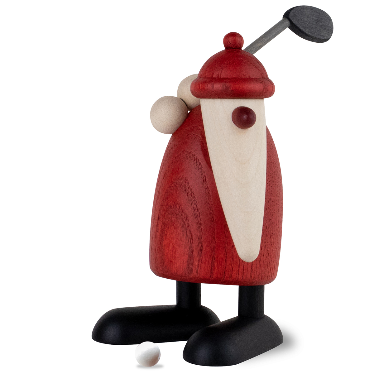 Santa Claus with golf club holding up, small