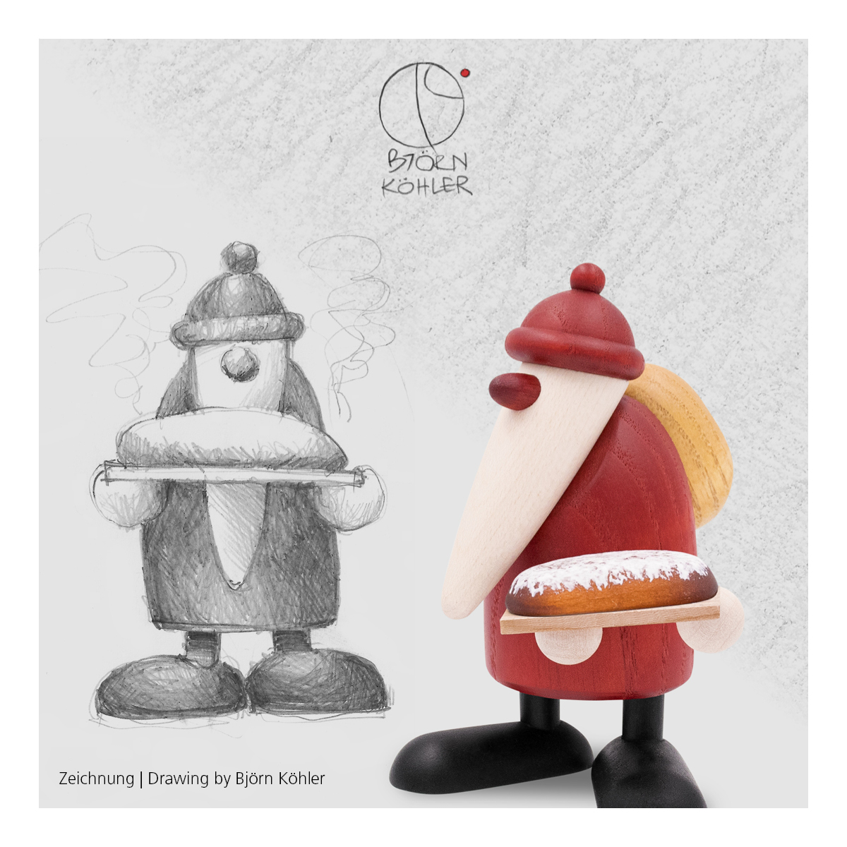 Santa Claus with Christmas stollen, large