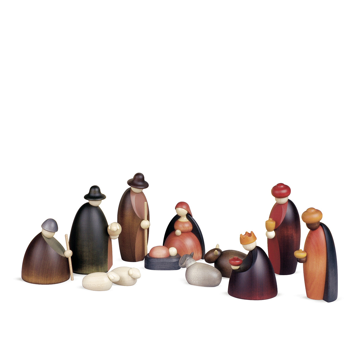 Krippenfiguren, 12-teilig, klein, farbig Krippenfiguren, 12-teilig, klein, farbig