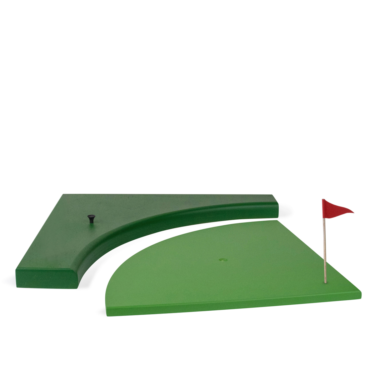 Golf course, two-part including tee and flag 