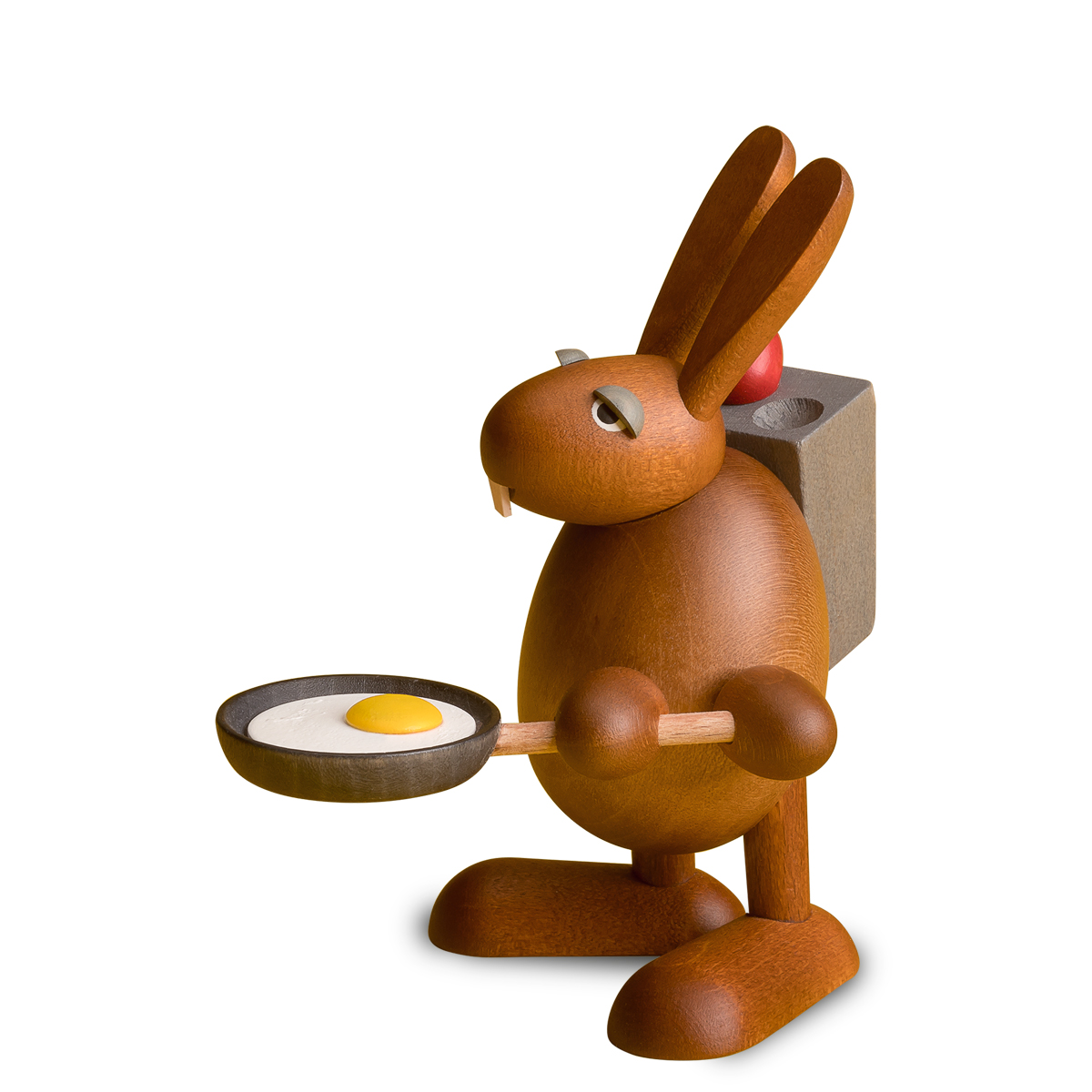 Easter bunny with frying pan and fried egg