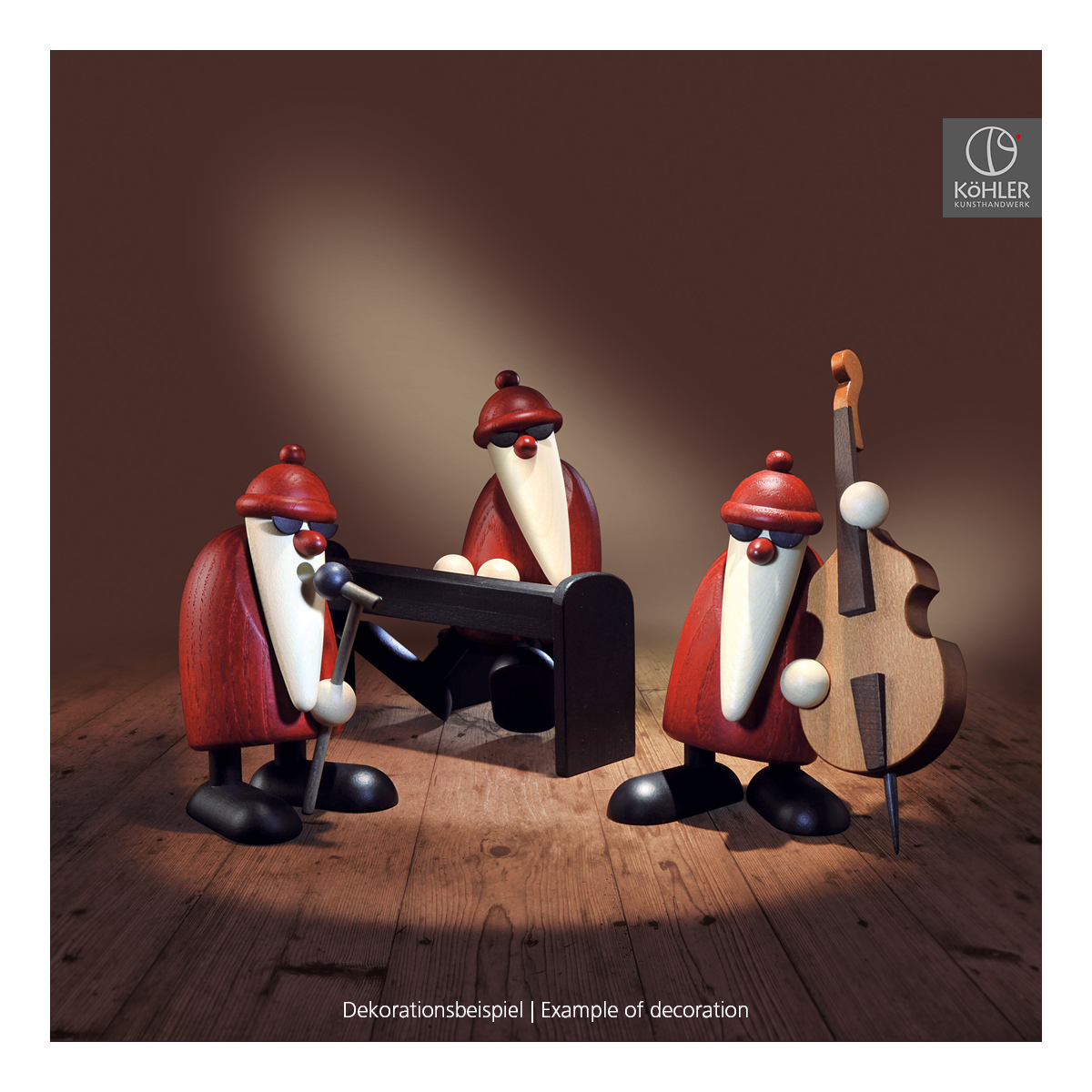Santa Claus playing the double bass