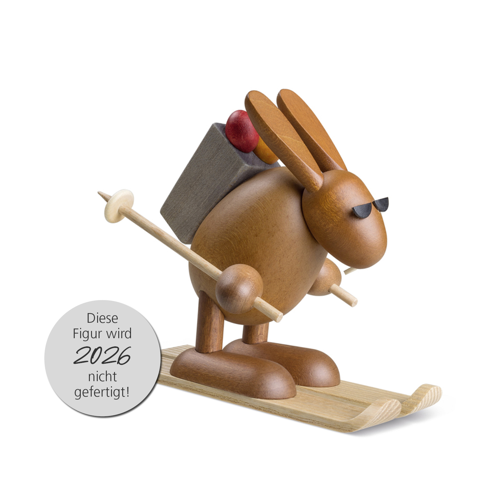 Osterhase mit Ski, fahrend
