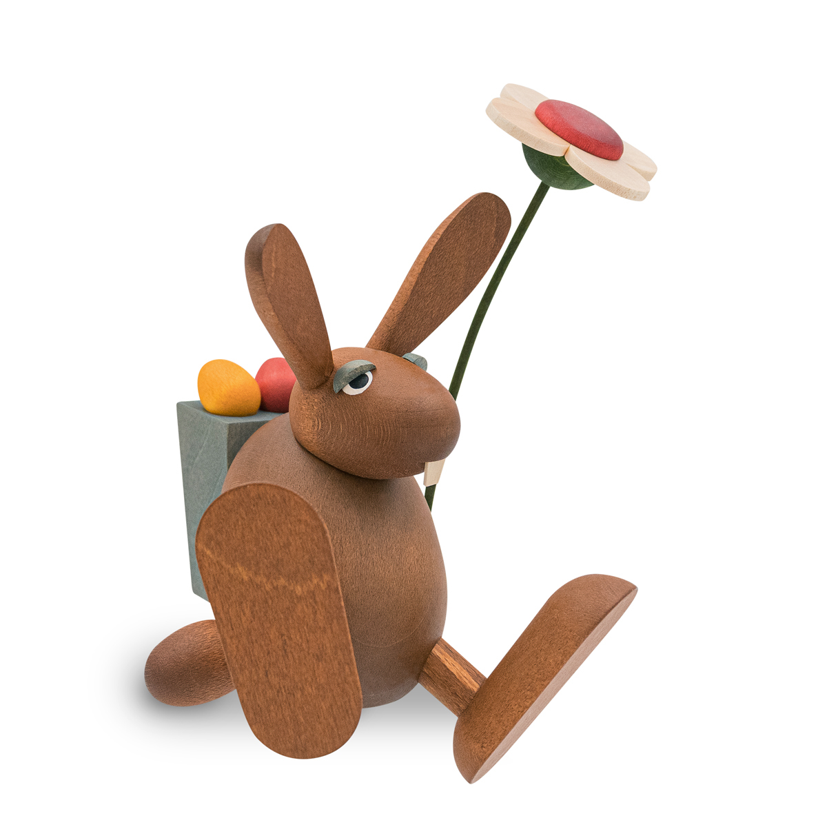 Easter bunny with flower sitting on edge / dancing