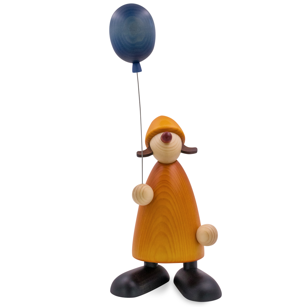 55010gelb_bk Gratulantin Lina mit blauem Luftballon, groß, gelb