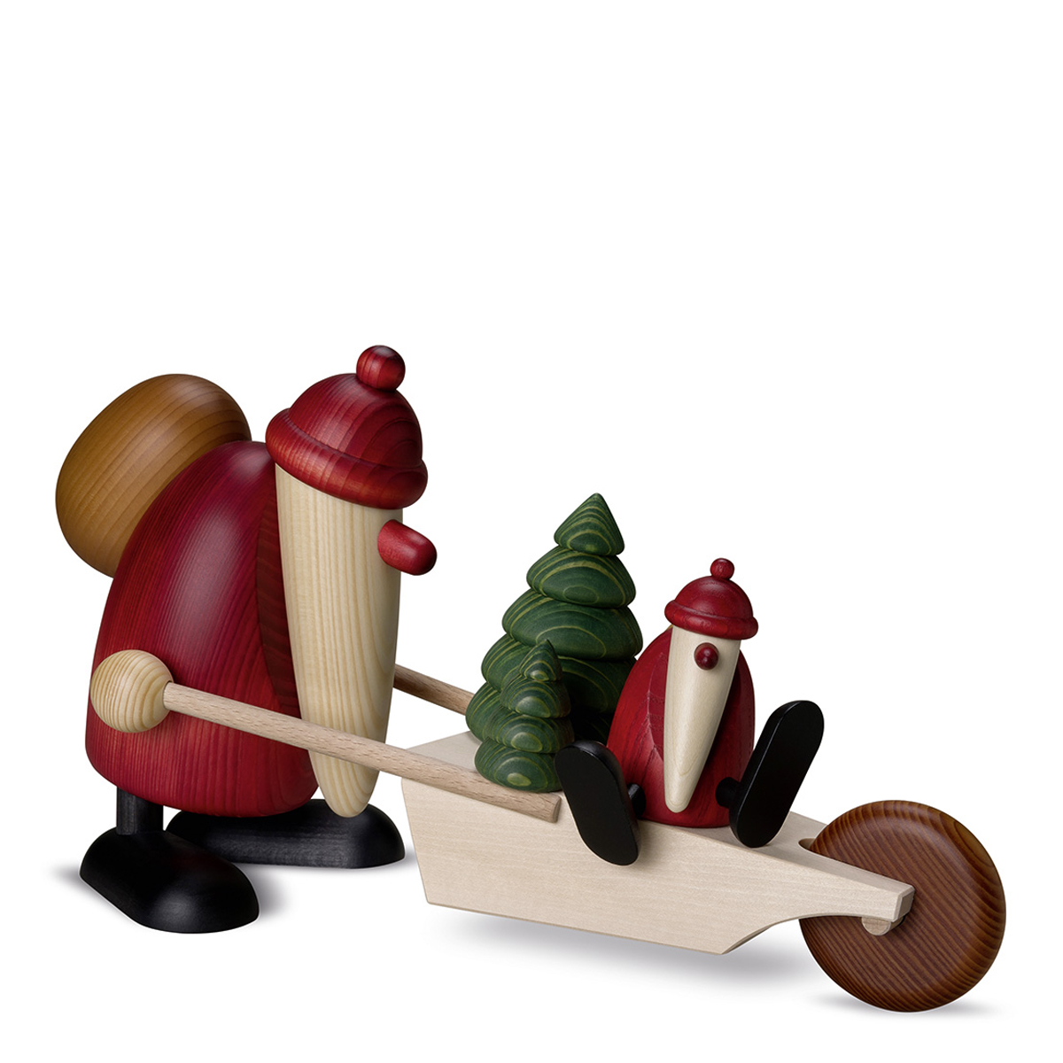 7546 Weihnachtsmann mit Schubkarre und Kind, groß