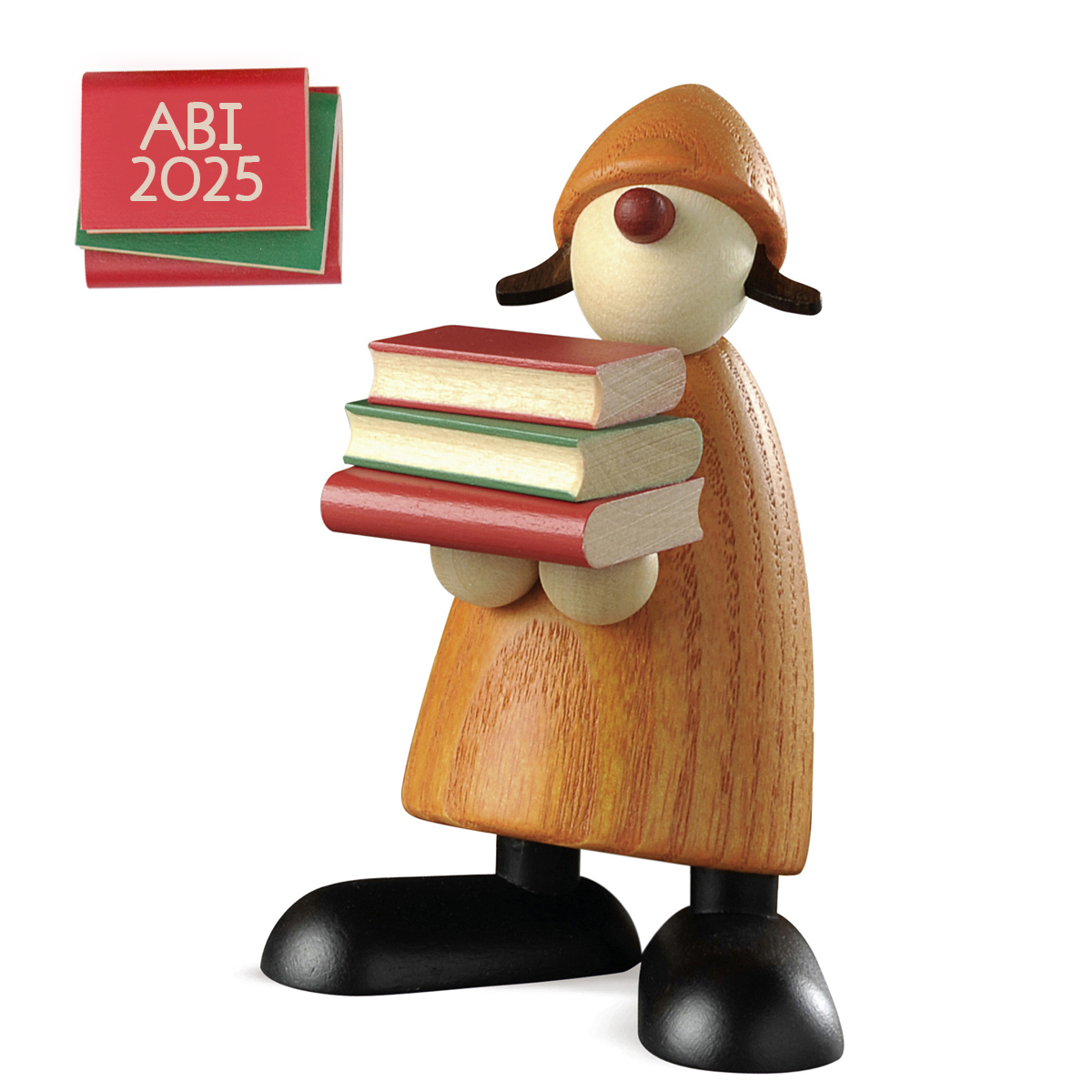 Gratulantin Lilly mit Büchern, gelb "ABI" Gratulantin Lilly mit Büchern, gelb "ABI"