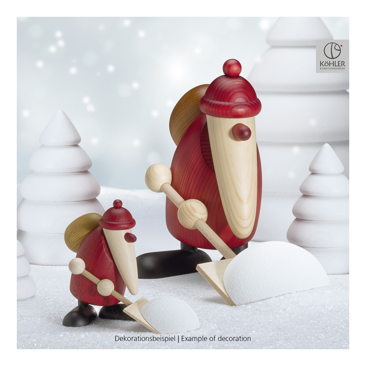 Santa Claus with snow shovel, large
