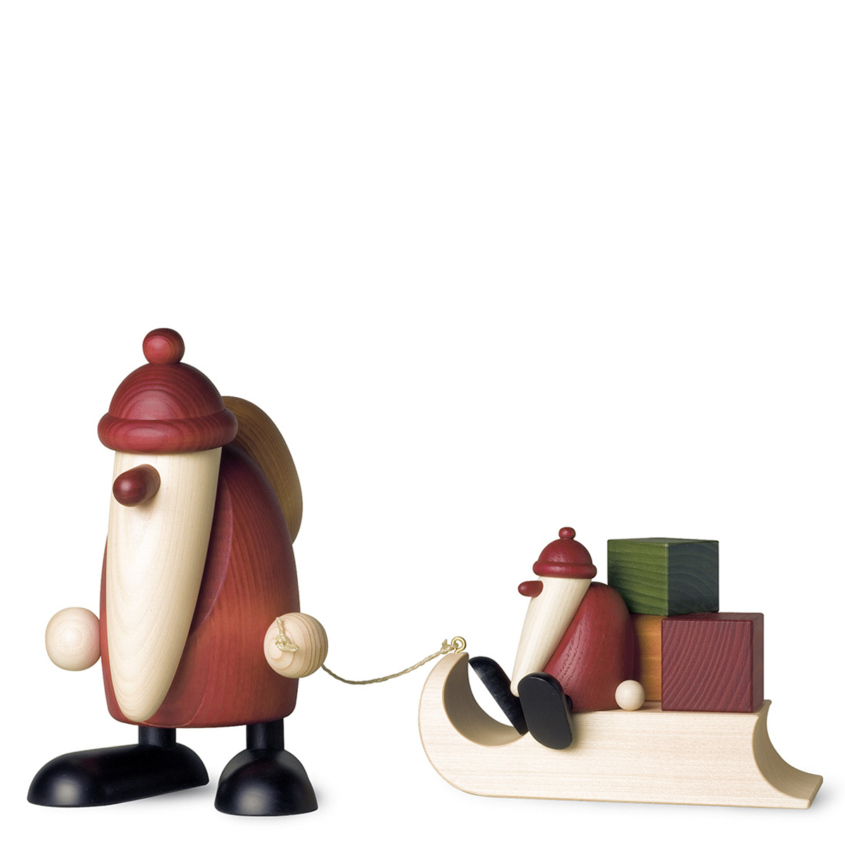 Santa Claus with a child and presents on a sledge, large