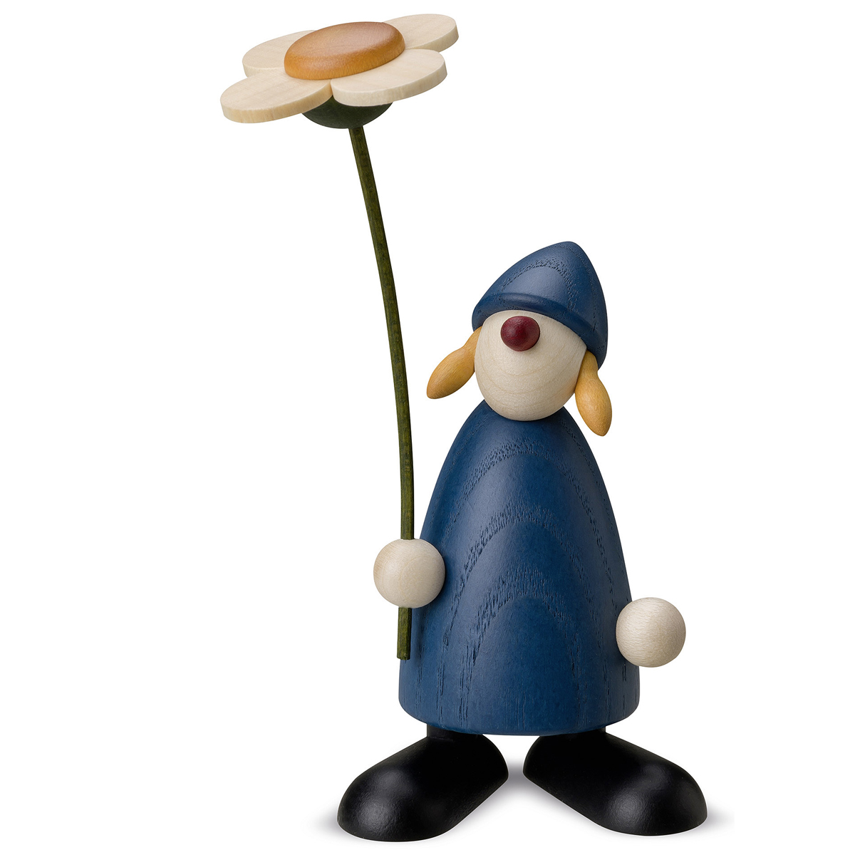 Well-Wisher Susi standing, with flower, blue Well-Wisher Susi standing, with flower, blue